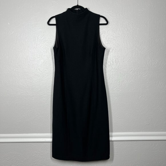 Banana Republic Black 100% Wool Mock Neck Sleeveless Midi Length Dress - Picture 1 of 11